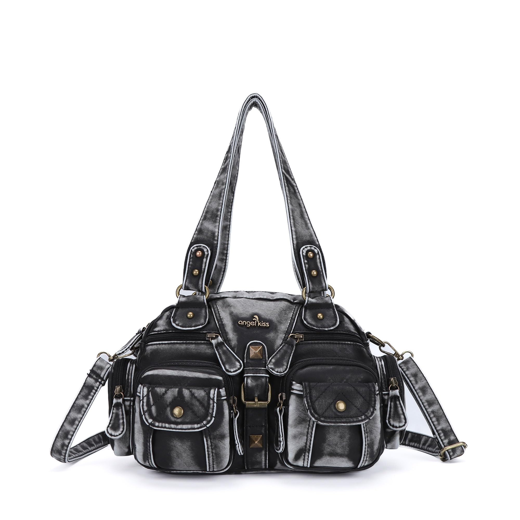 Angel Kiss Hobo Crossbody Purses for Women Shoulder Bag Multipocket Soft Hobo Purses Removable Strap Leather Handbags