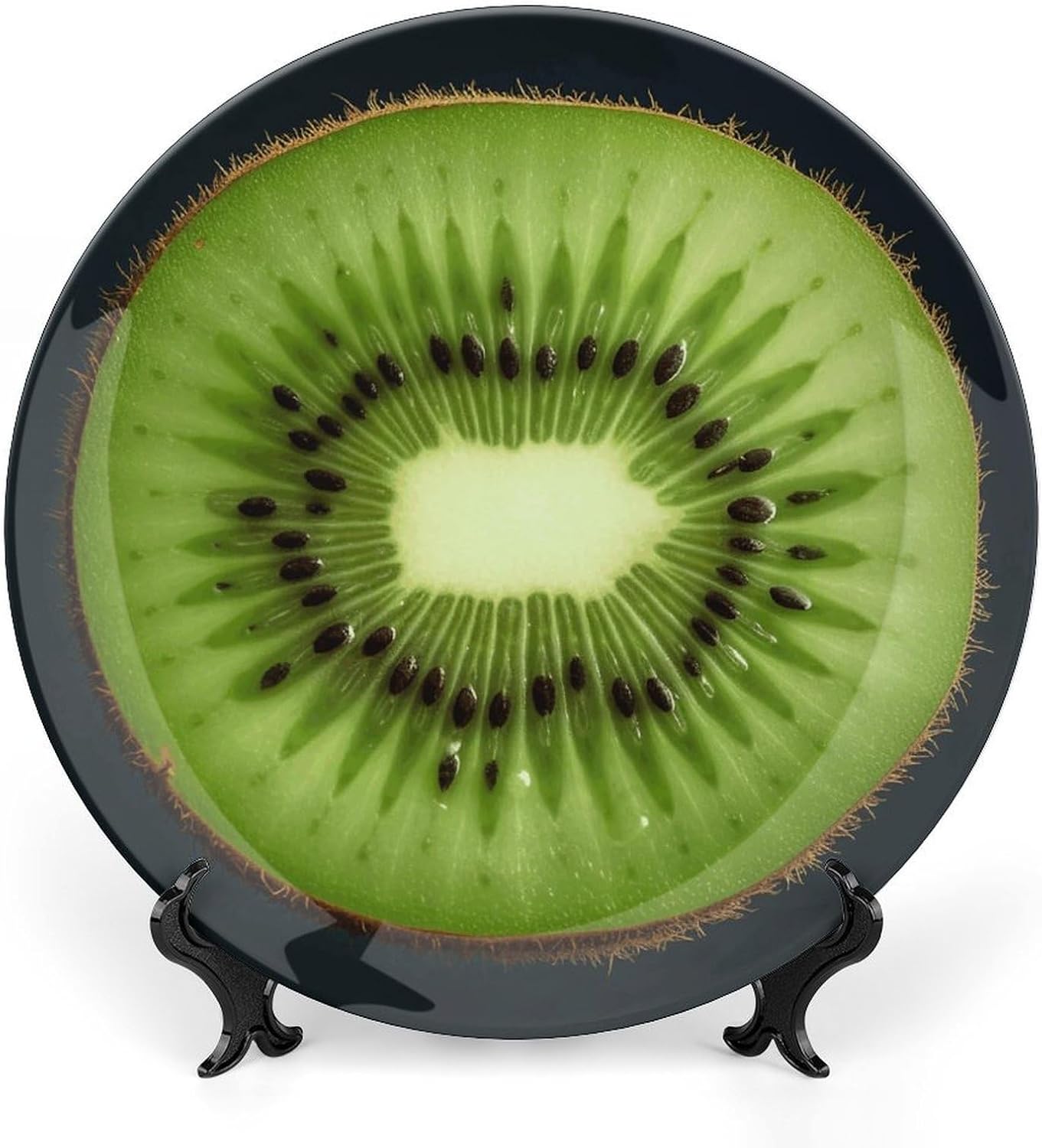 Kiwi Slice Ceramic Decorative Plate for Home, Bone China Plates | Chinese Style Decorative Dish with Stand, Dinner Plates Art Crafts for Wall Decor, Collections Plate with Hook 6inch