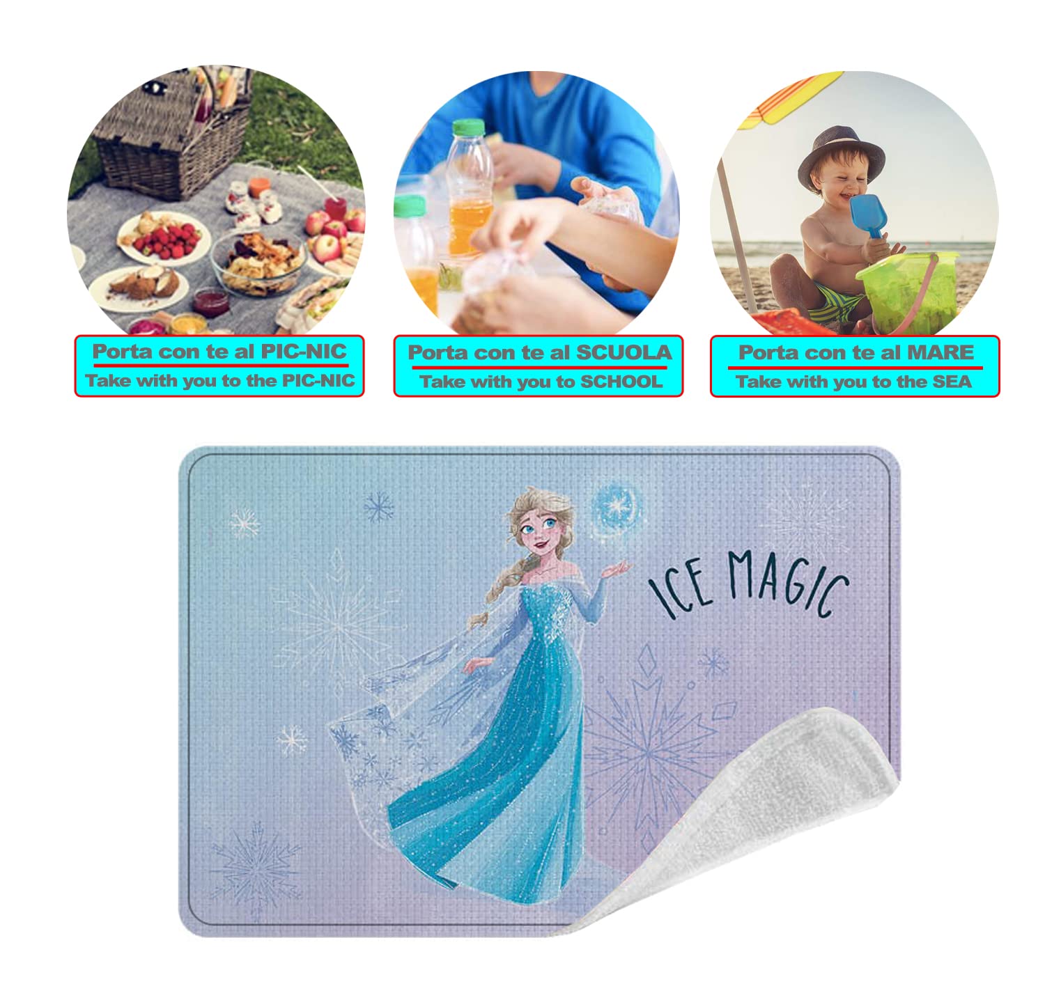 ICE TOYS Desk Protector Fabric Placemat for Girls 30 x 40 cm 100% Polyester for School Travel Gift (Fronzen) - Image 3