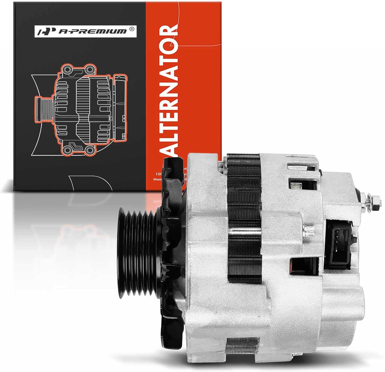 A-Premium Alternator Compatible with Chevrolet Tahoe, Blazer, C1500 C2500 Suburban & GMC Yukon, K1500 K2500 Suburban, 105Amp 12V Clockwise 6-Groove Pulley, Replace# 10463415, 10480084