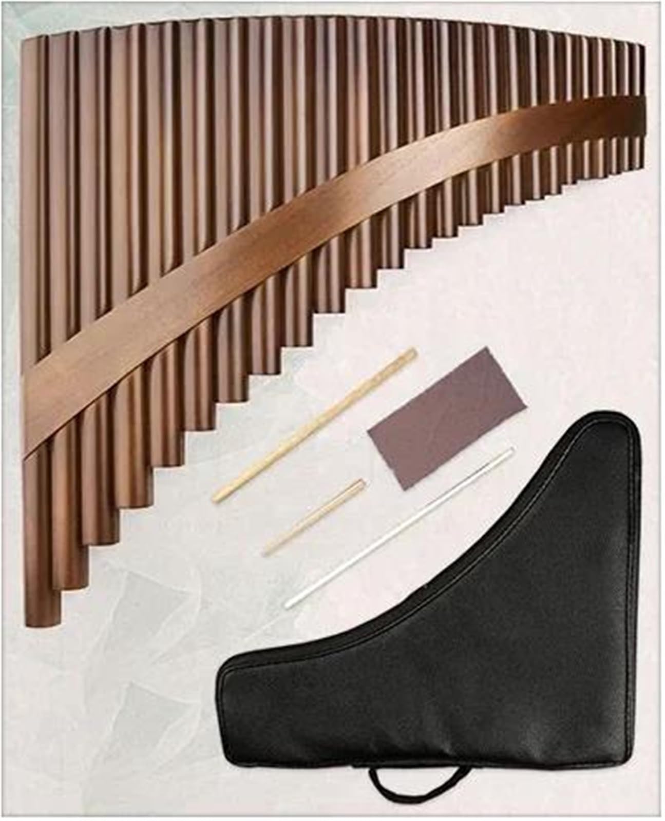Flauta Pan Adultos 25 Tubos C Llave Marrón Hecho A Mano Panpipes Instrumento Tradicional(25C RIGHT HAND)