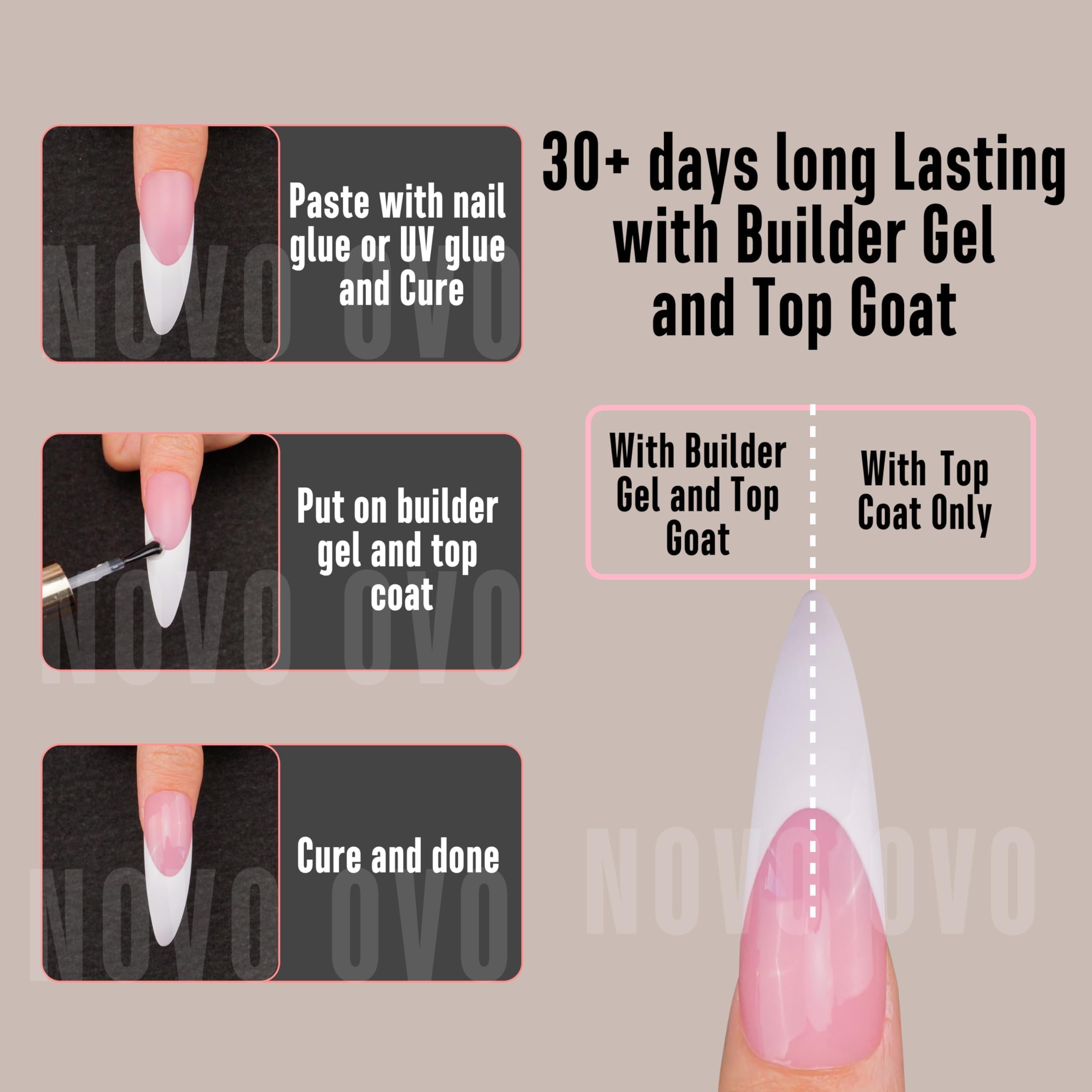 NOVO OVO Halloween XXL Curved Stiletto Almond French Tip Nail Tips - Image 2
