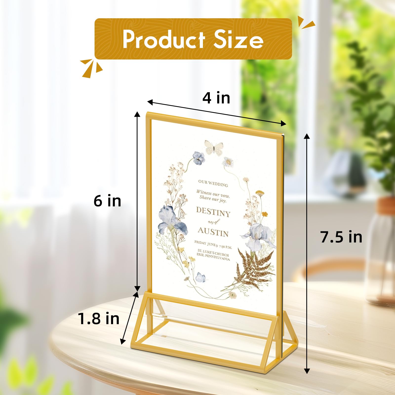 foltsyga 4x6 Picture Frame Gold Acrylic Sign Holder,Wedding Signs Table Numbers Menu Holders?4x6 Acrylic Picture Frame ?Pack of 6