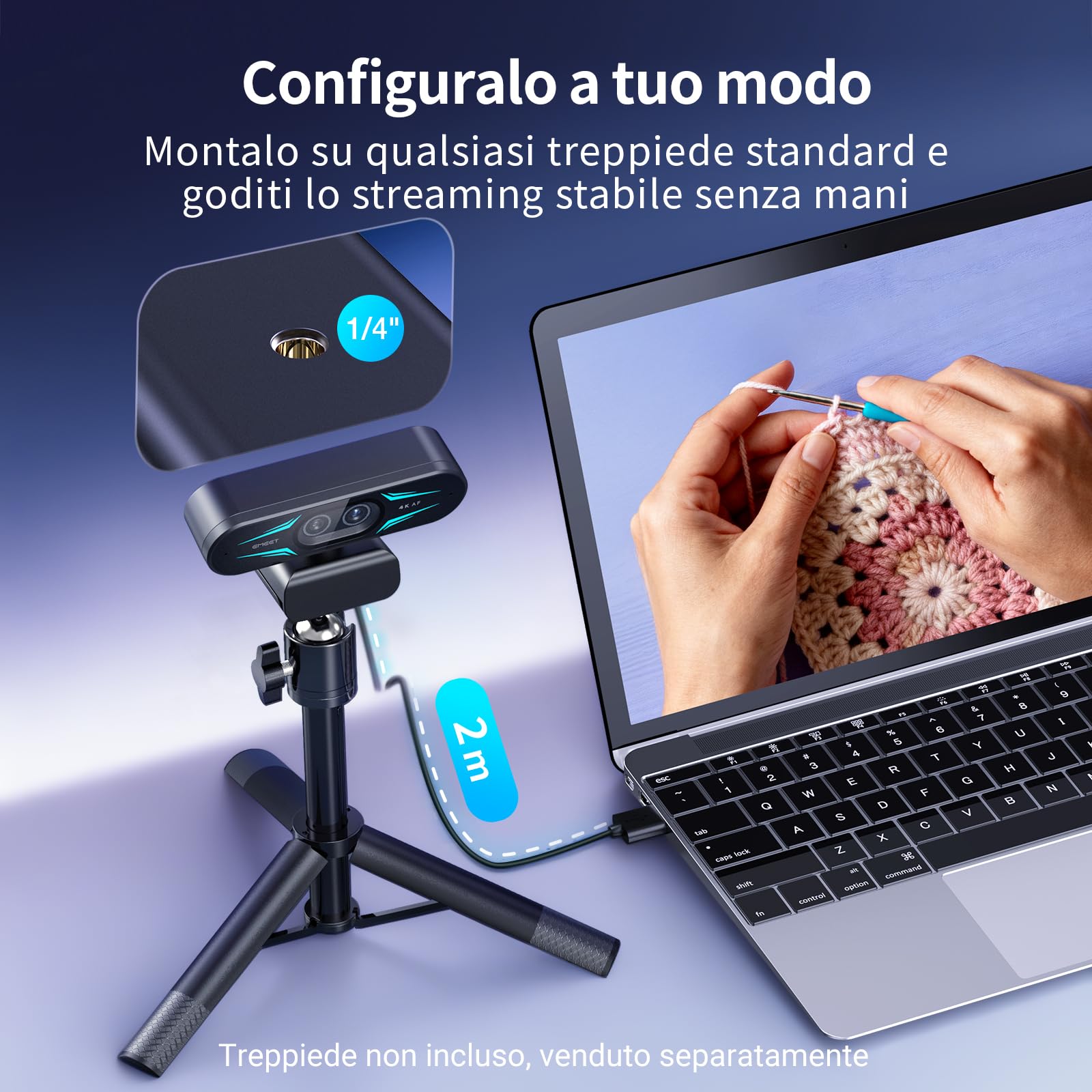 EMEET Webcam 4K con doppia fotocamera, con Obiettivi Grandangolari e Telefoto, Zoom Ibrido fino a 11X e Autofocus PDAF, Telecomando, Illuminazione RGB, 2 Microfoni, Ideale per Live Streaming