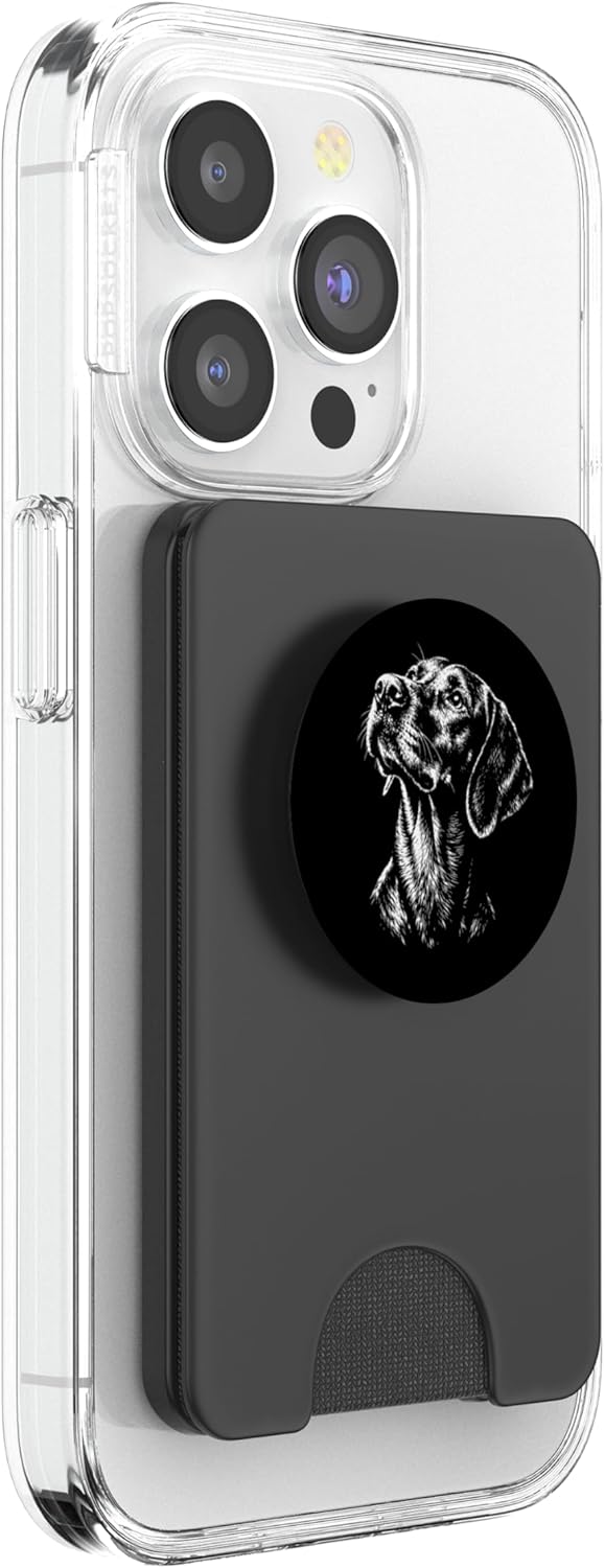 Vizsla Portrait Black and White Dog Lover PopSockets PopWallet for MagSafe