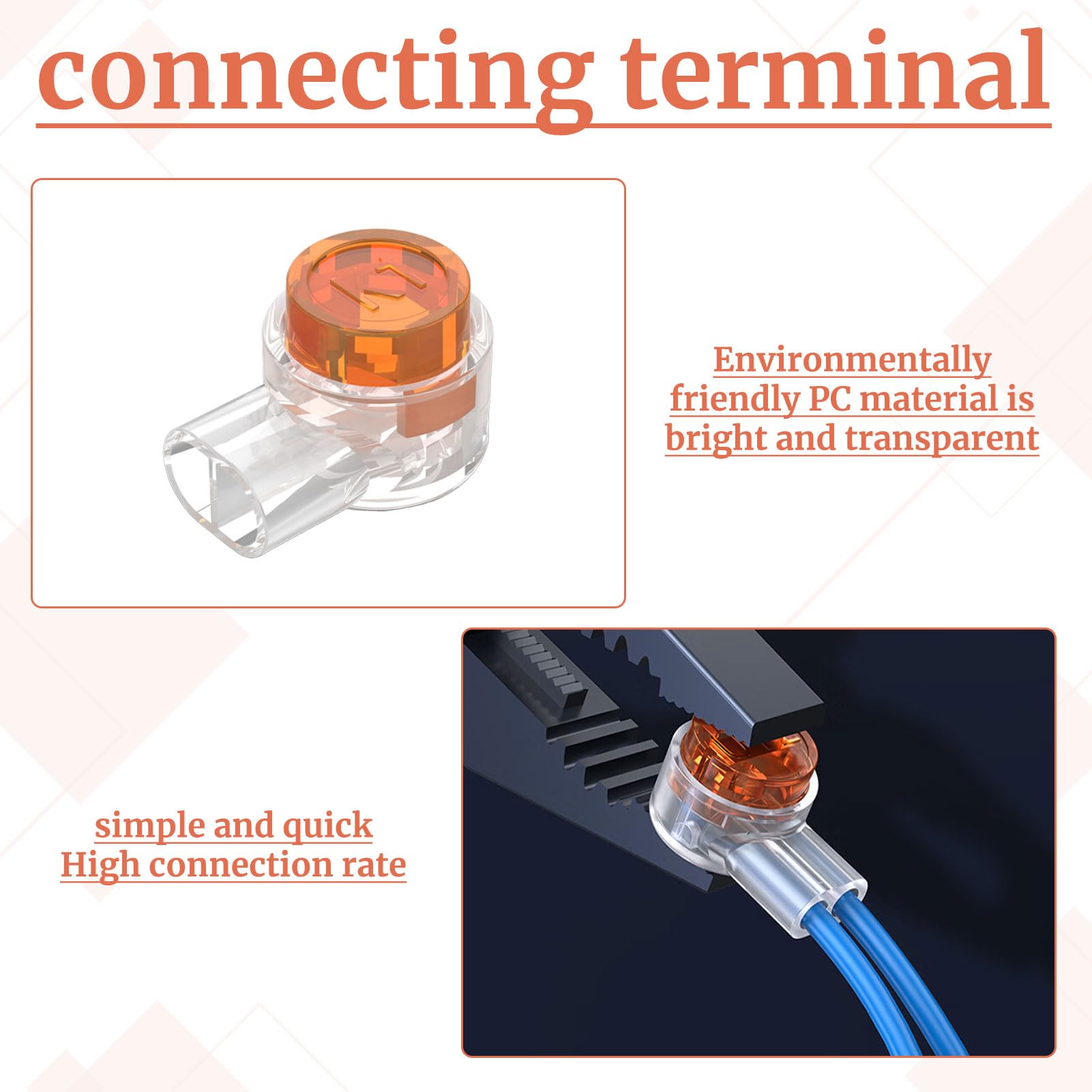 200 PCS K1 Gel Crimps,Waterproof 2 Way Jelly Crimps,Orange Clear Telephone Crimp Connectors,Antioxidant Telephone Cable Connectors for Network Cable Data Wire Joints - Image 3