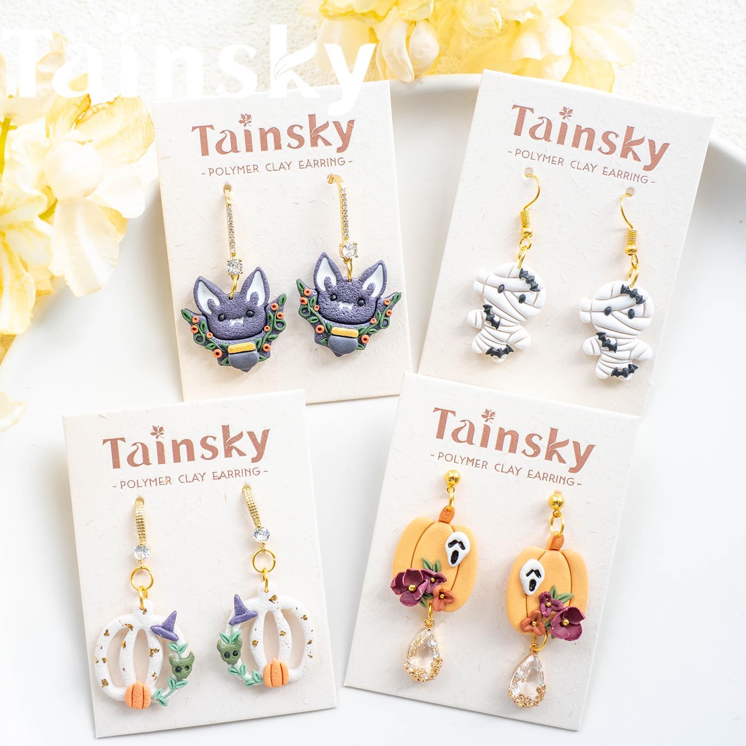 TAINSKY Micro Halloween Polymer Clay Cutters for Earrings Making, 8 Shapes for Fall Jewelry Mini Clay Cutters (A)