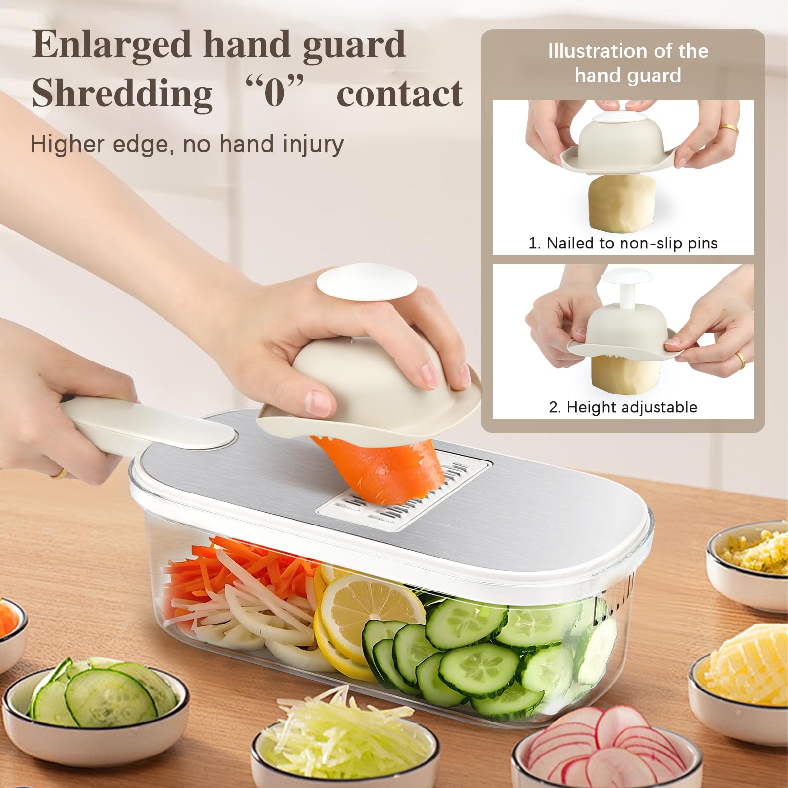 Mandolina Per Verdure Professionale Con 6 Lame - Affettatrice Regolabile In Acciaio Inox - Foto 11