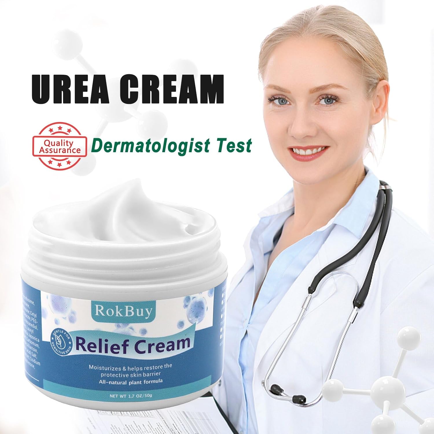 RokBuy Crema de urea al 40 enriquecida con cera de abejas, camelias