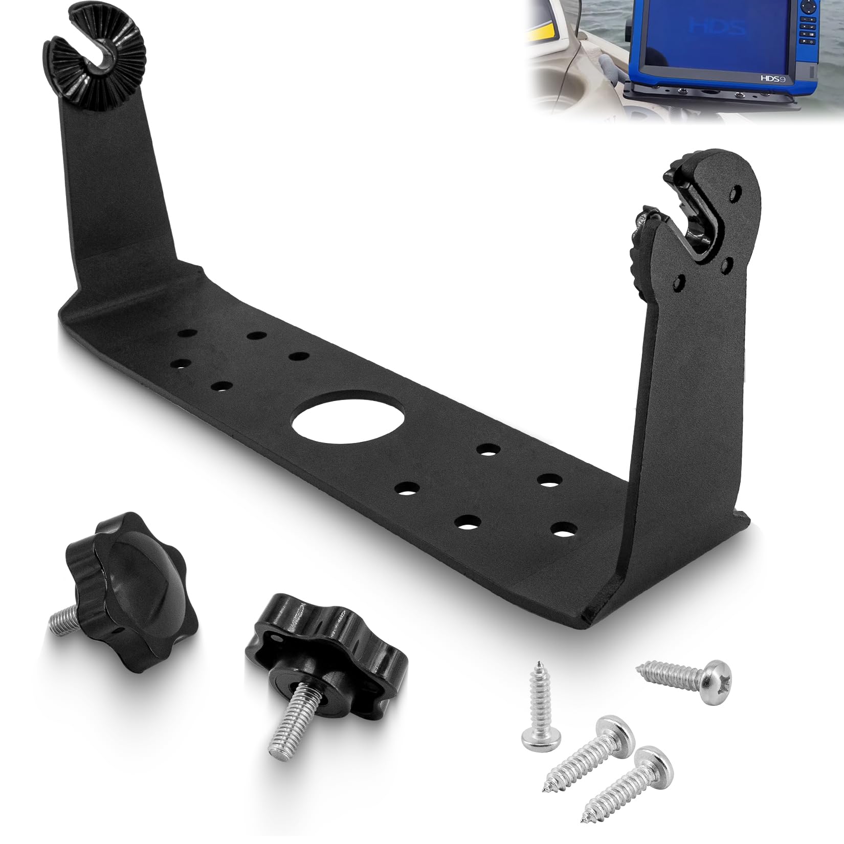 Photo 1 of 000-11020-001 Gimbal Mounting Bracket with Knobs for 9" Touchscreen Fish Finders with Knobs Fits Lowrance 9” HDS Gen2 Touch, 9” HDS Gen3, 9” HDS Carbon, 9” Elite-Ti, 9” Hook, 9” Elite-HDI-Chirp