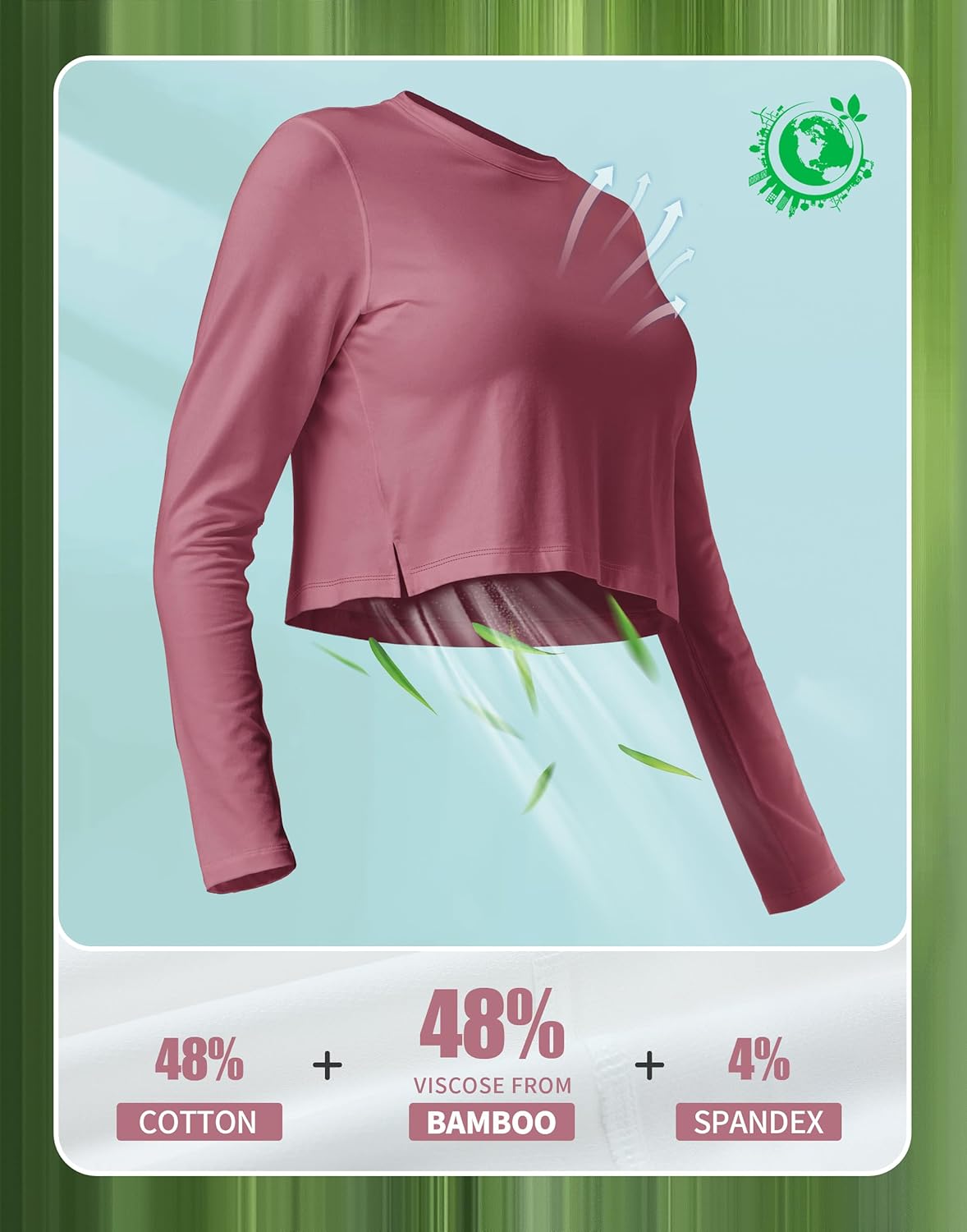 Pioneer Camp Long Sleeve Crop Tops for Women Cropped Workout Bamboo Viscose Shirts Loose Athletic Gym Yoga Running T-Shirts - Image 3