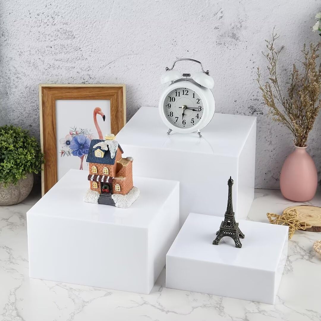 Rehausseurs de Buffet, 3pcs Élévateurs de Buffet en Acrylique, Présentoirs à Dessert Rehausseurs, Support Cubique pour Cupcakes, Bonbons, Brunch, Bjets Collection, Bijoux, Mariageset Fêtes