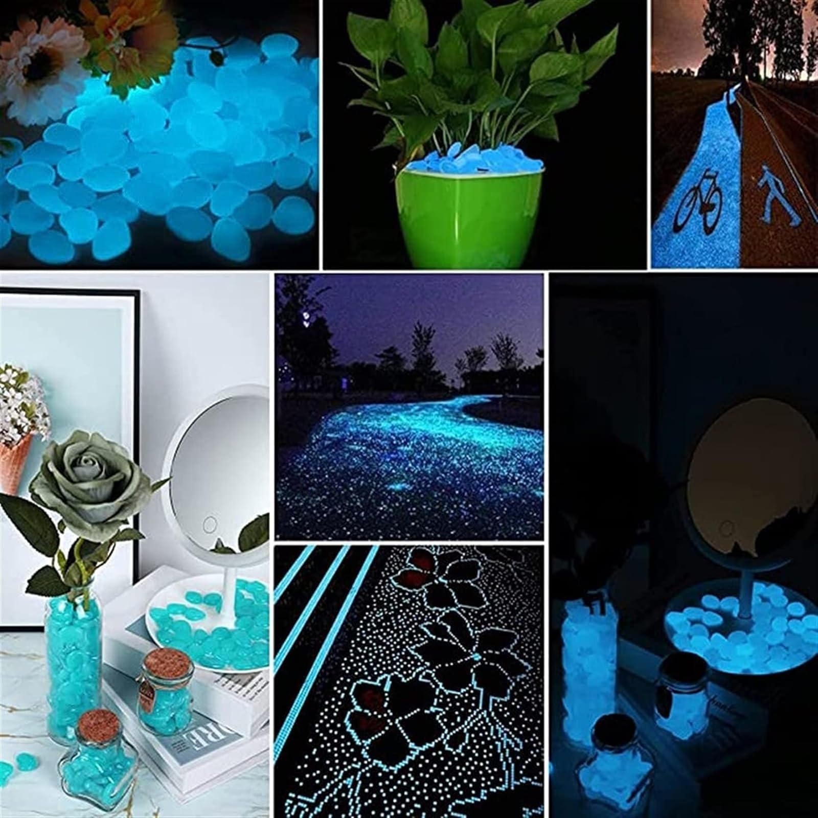 Piedras luminosas, piedras luminosas, piedras luminosas for jardín, piedras luminosas for jardín, 500 piezas de piedras luminosas que brillan en la oscuridad, piedras luminosas for decoración de exter