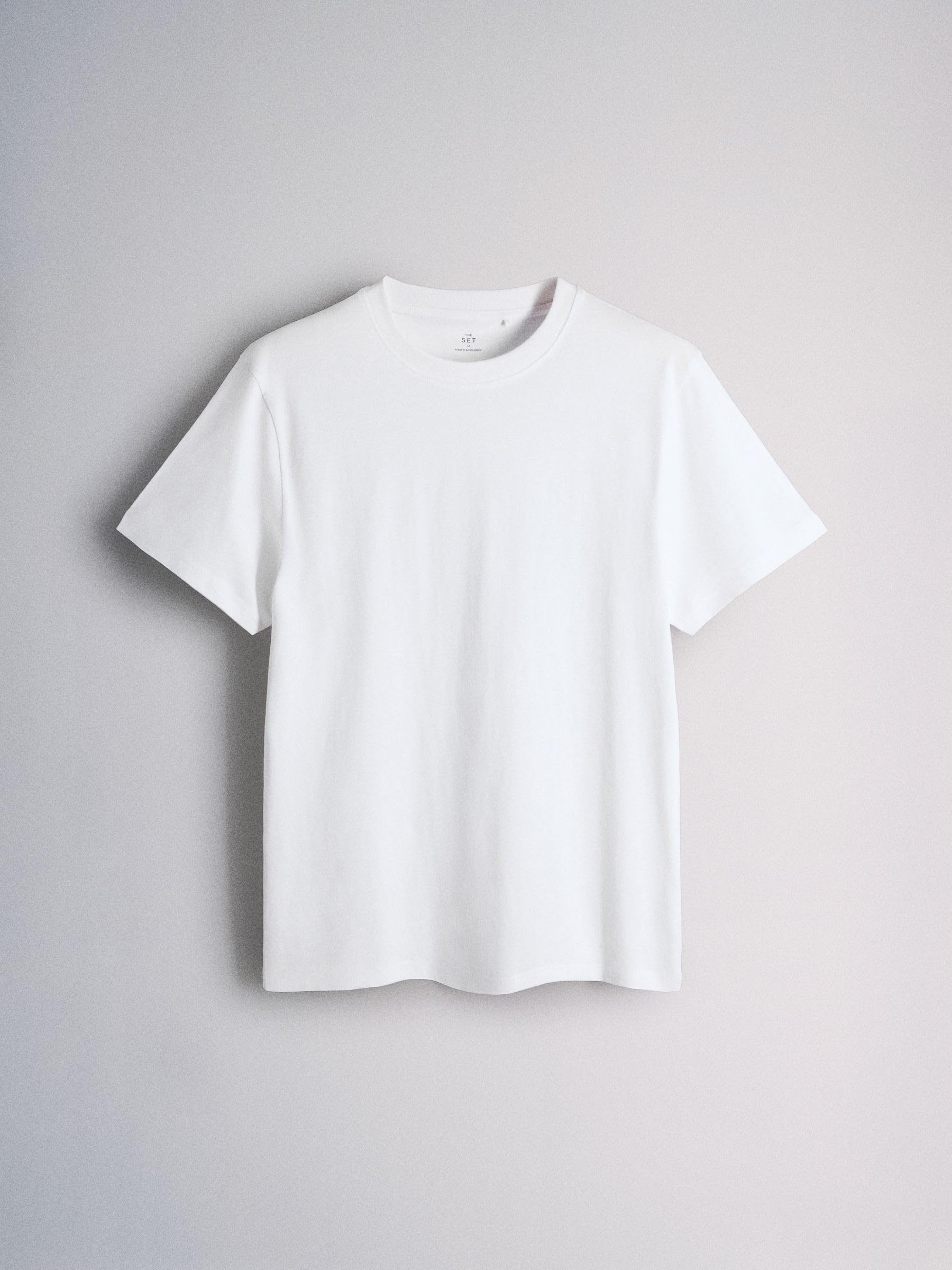 THE SET Hombres Pack de 7 Camisetas de algodón con Cuello Redondo y Corte estándar
