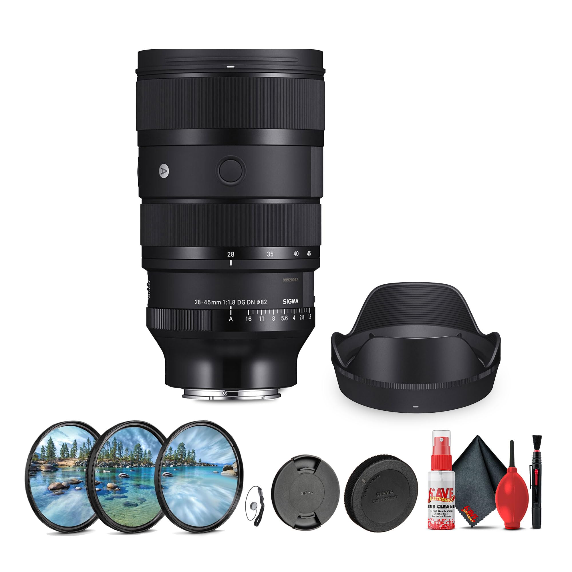 Sigma 28-45mm f/1.8 DG DN Art Lens (Sony E) (612965) + Lens Filter Kit + Cleaning Kit + Lens Cap