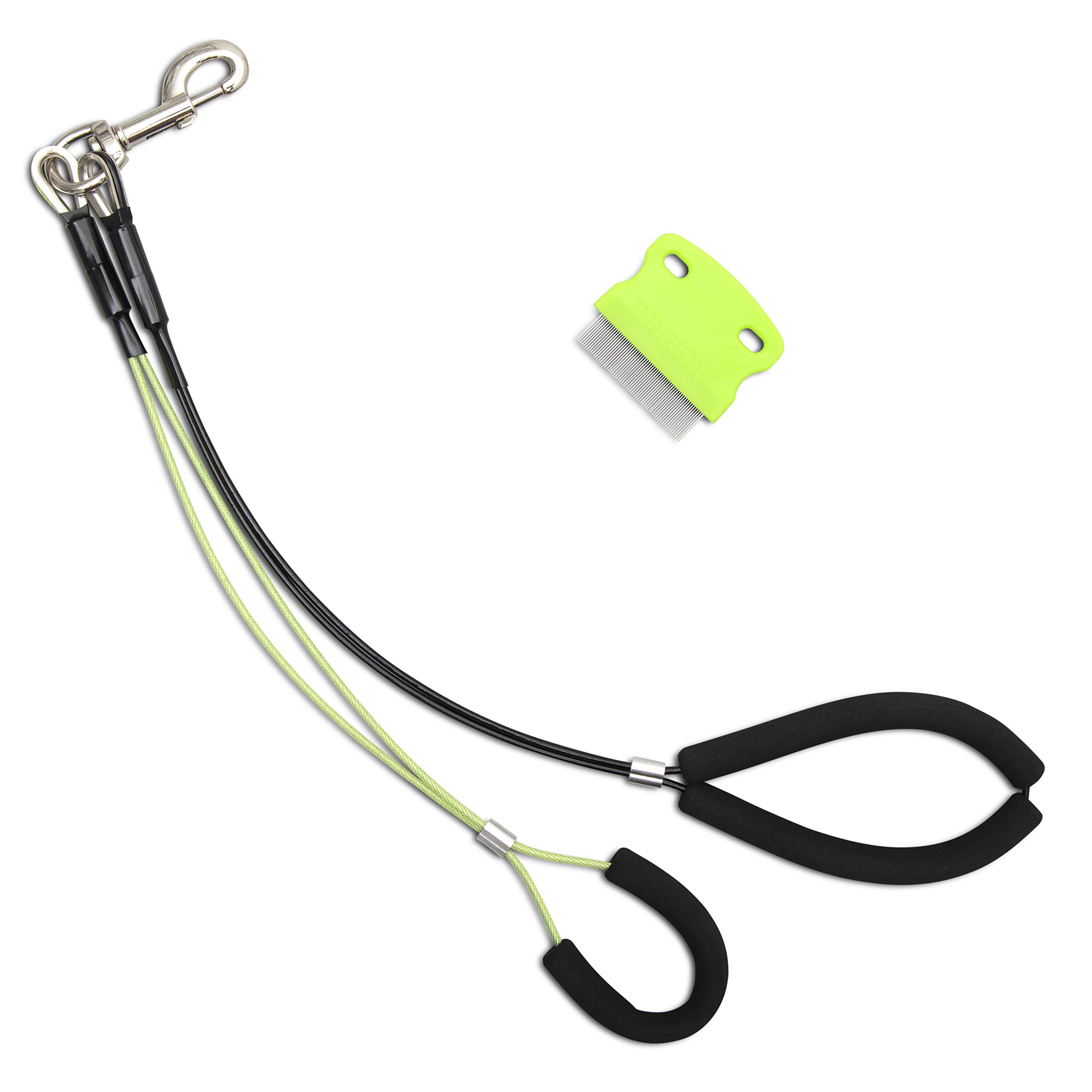 S7 360No Sit Haunch Holder Dog Grooming Restraint Set - Heavy Duty Stainless Steel Hardware with Adjustable Tabs for Large Dogs - Complete with Pet Flea Remover Comb