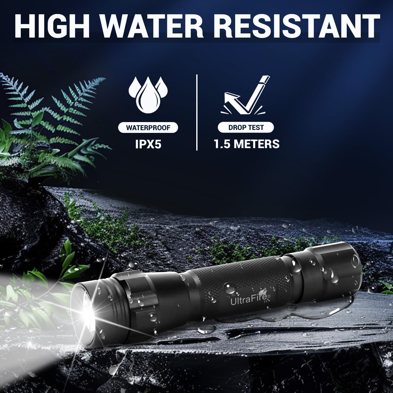ULTRAFIRE Lampe torche tactique avec étui, 1000 lumens, mode unique, lampe de poche LED avec pochette de ceinture, petite lampe de poche EDC lumineuse, T1