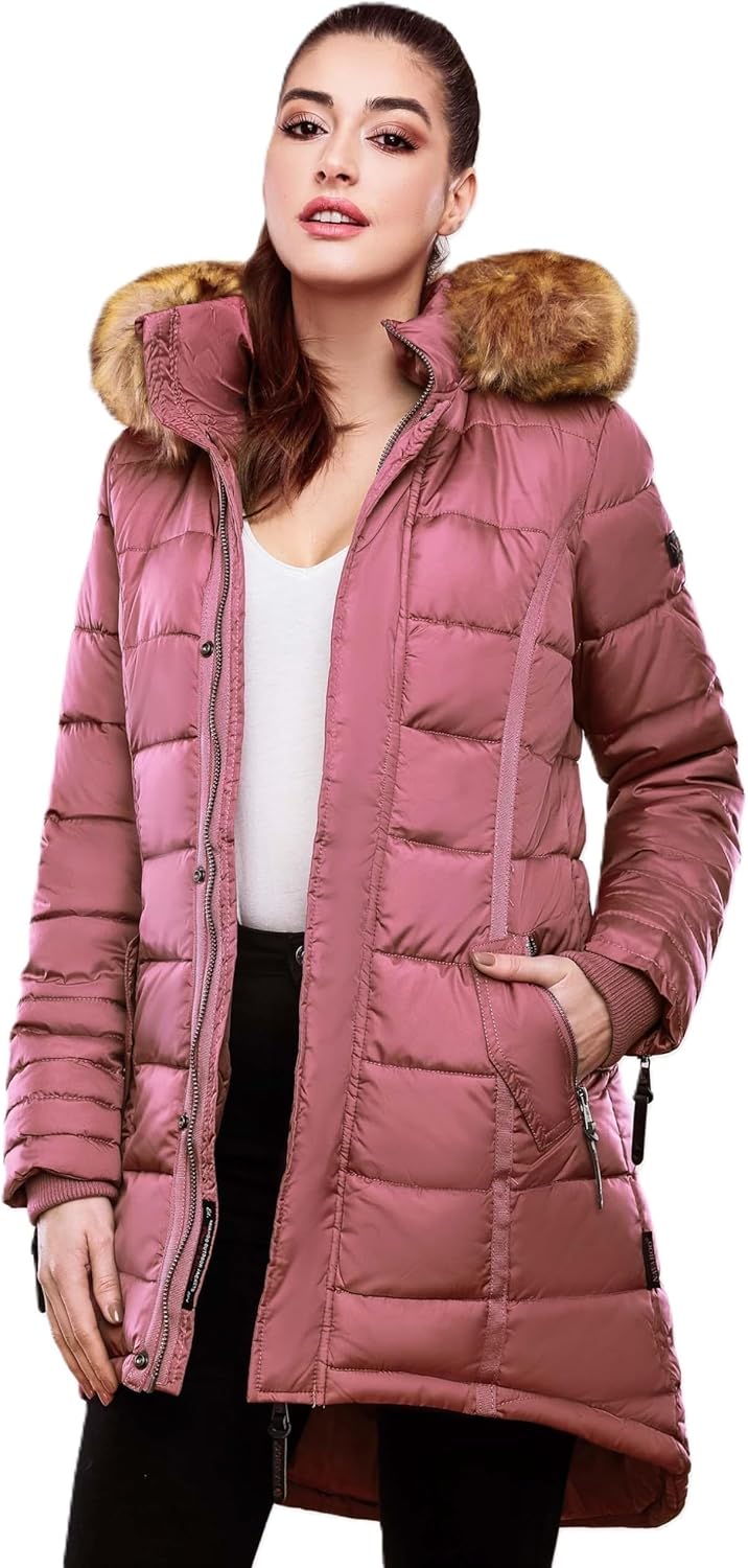 Navahoo Papaya B374 gewatteerde winterjas voor dames, warme mantel, parka, navy, S