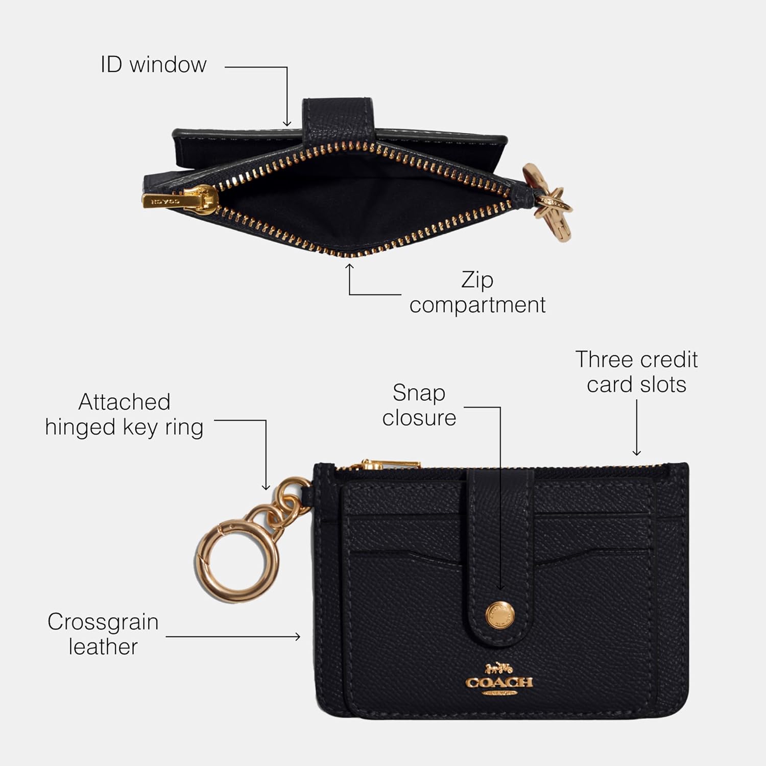 COACH Crossgrain Leather Attachment Card Case - Image 3