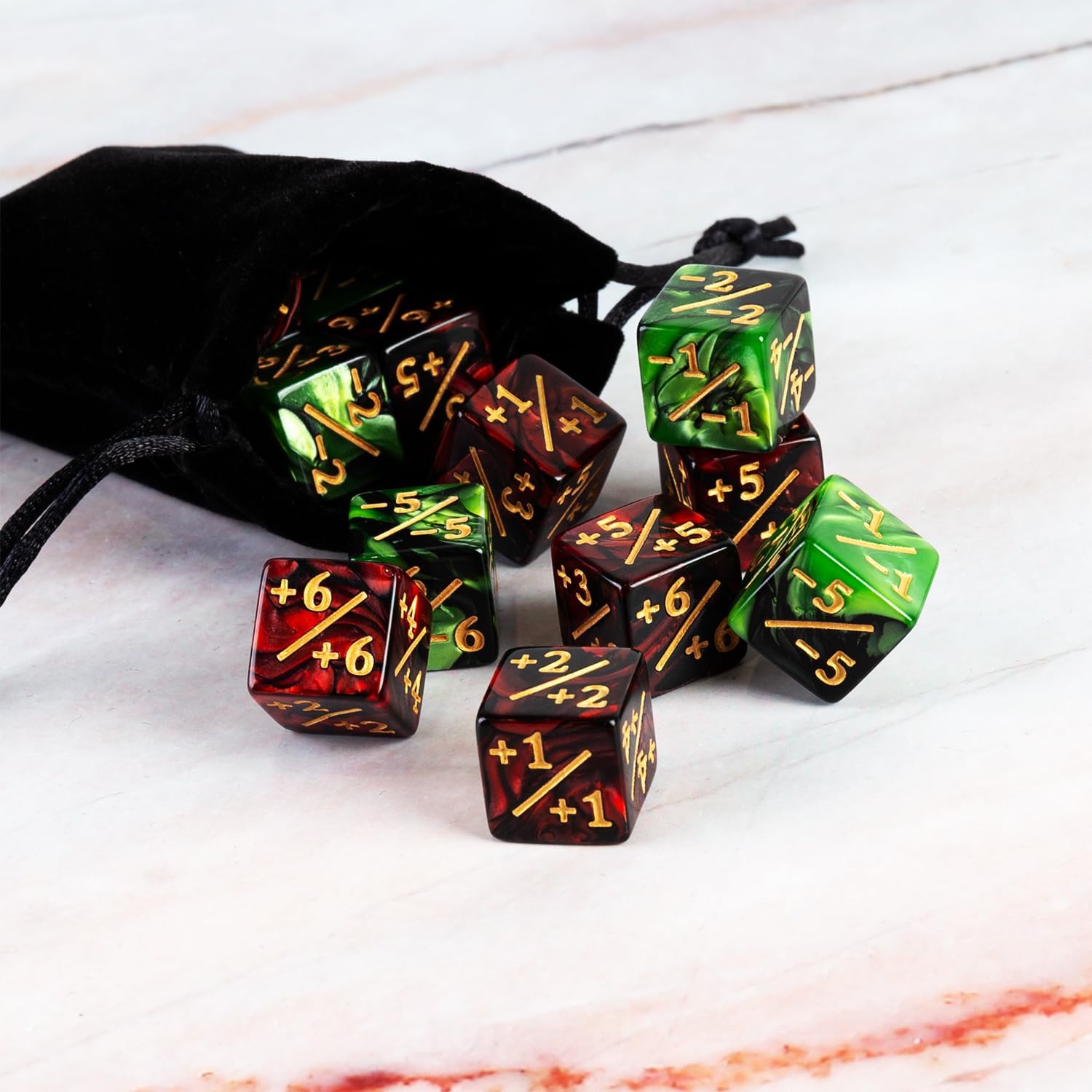 24 Pieces MTG Dice Counter Plus 1/+1 Counters Dice Set Life Buff Tokens Gifts for MTG TCG Magic Cards Gaming Accessories (Ruby, Emerald)