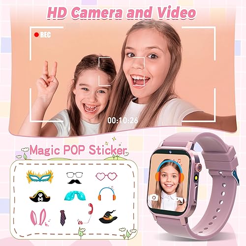 Miniatura 3 de Relojes inteligentes para niños, regalo para niñas de 3 a 12 años, reloj para niños con 32 juegos, pantalla táctil HD, cámara de video, música,