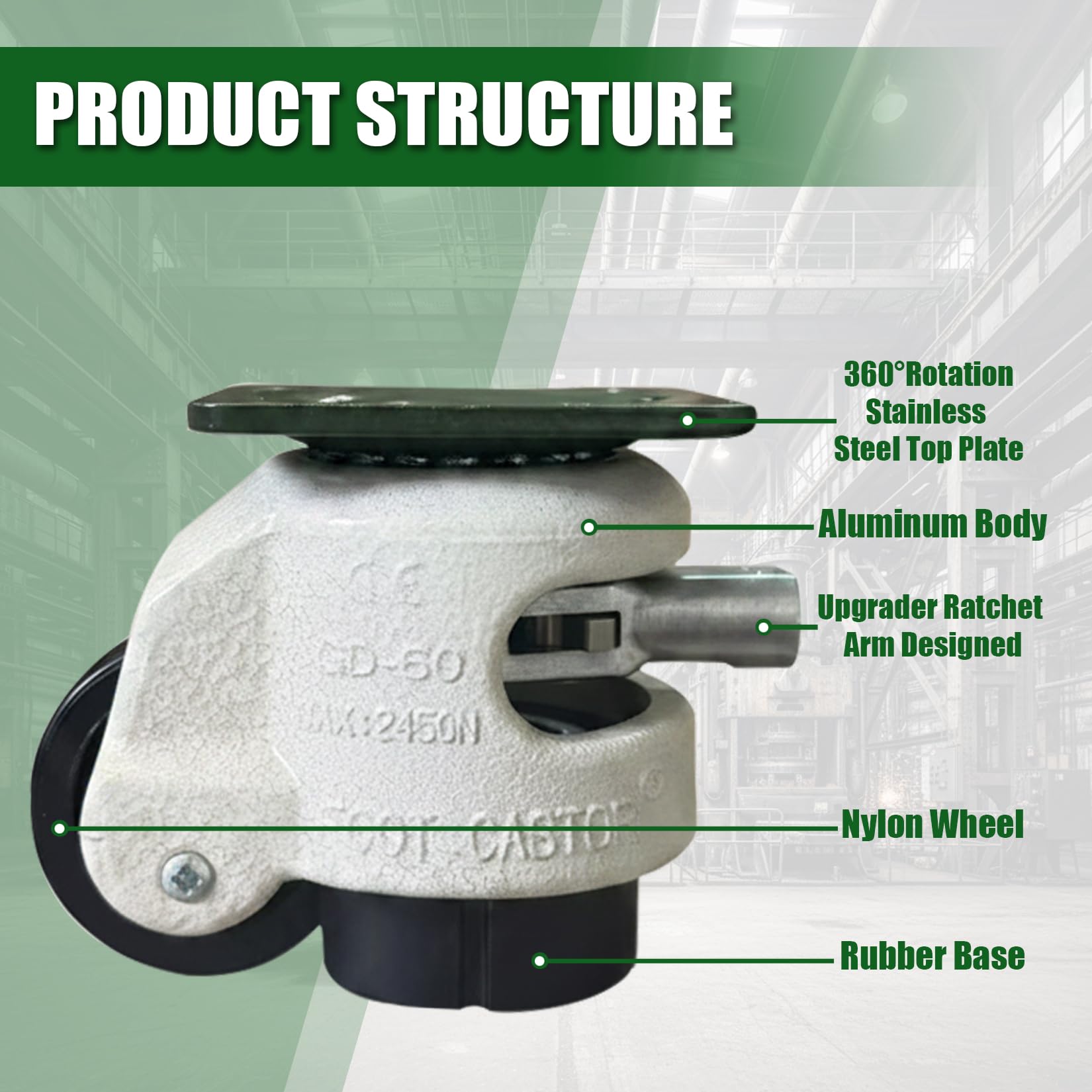 Heavy Duty Leveling Casters - Adjustable & Durable -5 Heavy Duty Leveling Casters - Adjustable & Durable -5
