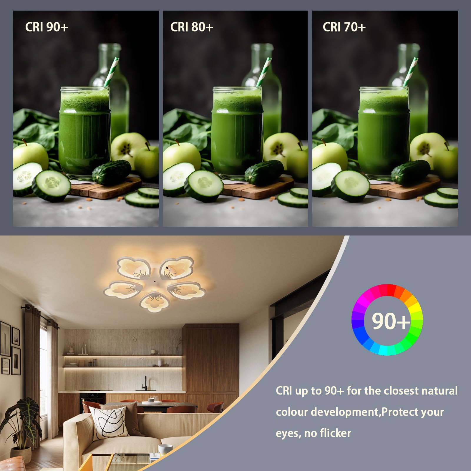 36W LED Lampy Sufitowe Z Pilotem APP Funkcja Pamięci Kwadratowe Oświetlenie Sufitowe Ściemnialne Bez Migotania Ochrona Oczu Lampa Sufitowa Sypialnia Kuchnia Salon Jadalnia Biuro Gabinet-White