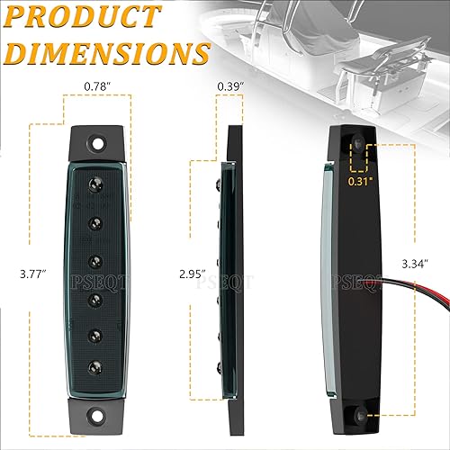 Miniatura 6 de PSEQT Luces LED de navegación para barcos marinos tira de luz de cortesía cubierta de travesaño iluminación de cabina de 38 pulgadas 6 LED lámpara