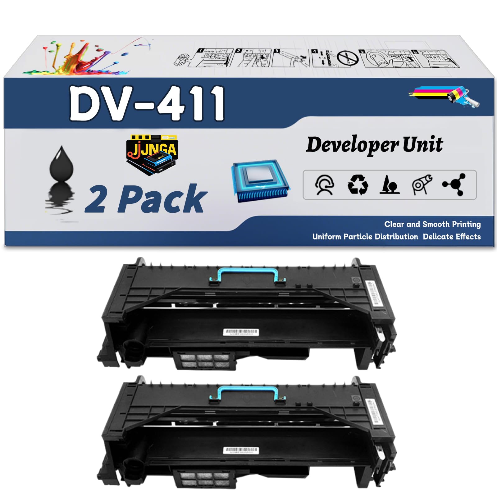 JJNGA DV-411 Developer Unit is Compatible for Konica Minolta bizhub 223 283 36 363 42 423 Printers, with a Capacity of 80000 Pages and a Very Good Printing Experience (2-Pack Black)
