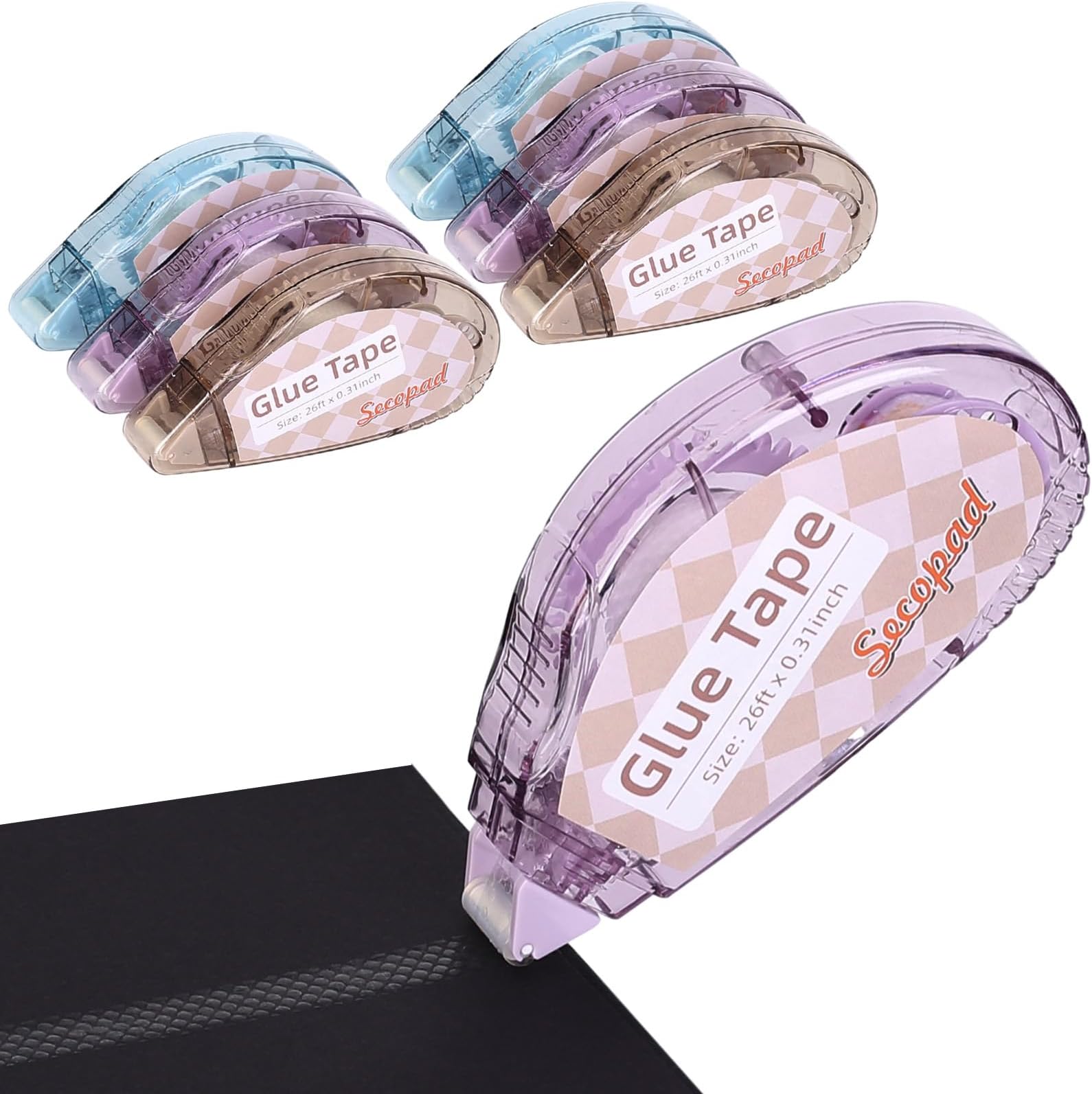 Secopad Scrapbook Tape, 6 Pack Double Sided Tape Roller for Crafts, Adhesive Glue Runner Scrapbooking Supplies Journaling School Office Teacher Supplies for Kids and Adults, 0.3IN x 26FT