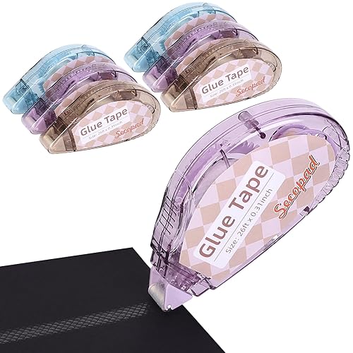 Scrapbook Tape, 6 Pack Double Sided Tape Roller for Crafts, Adhesive Glue Runner Scrapbooking Supplies Journaling School Office Supplies for Kids and Adults, 0.3IN x 26FT - 0.3IN x 26FT - 6