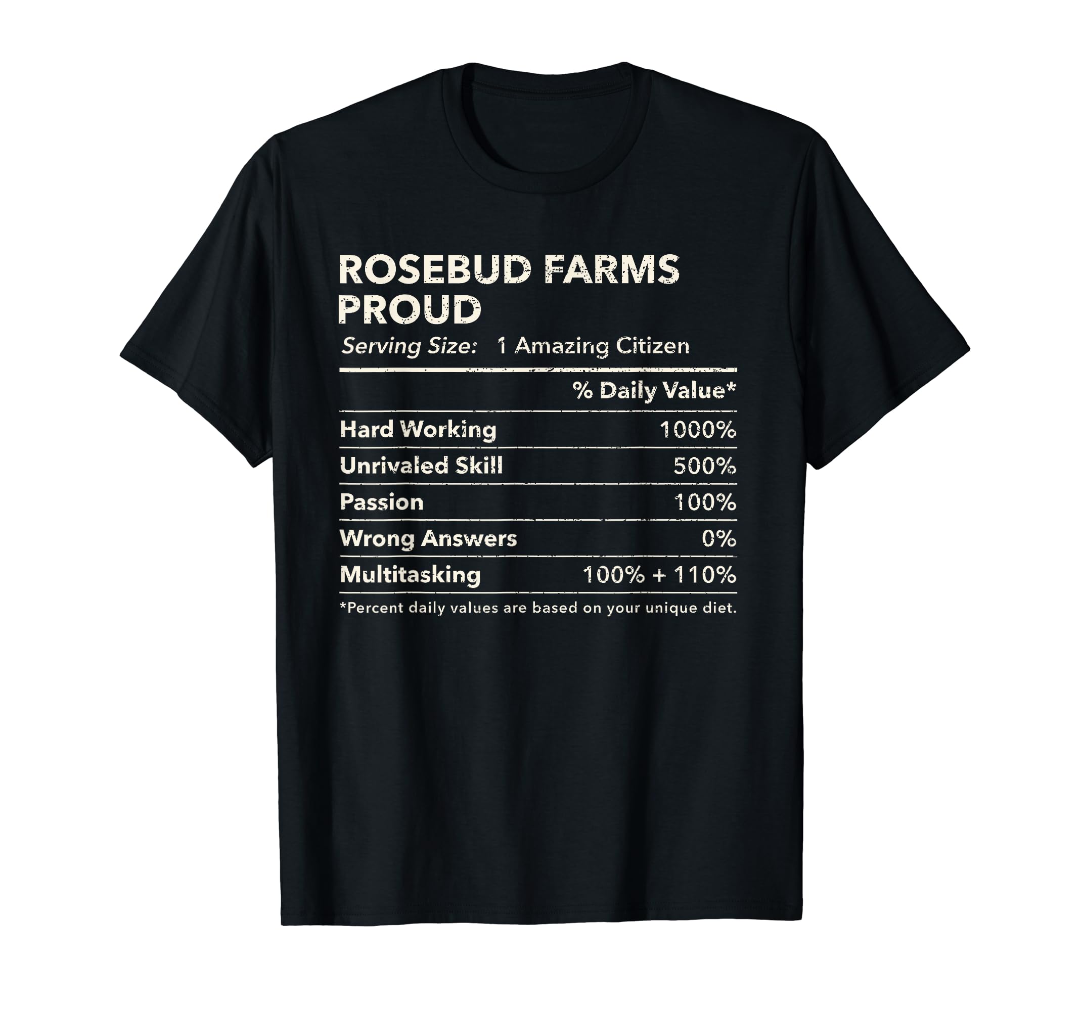 Rosebud Farms, New Mexico Proud Nutrition Facts T-Shirt