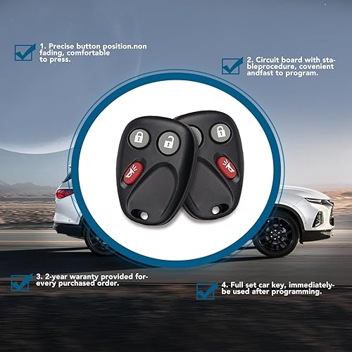 Miniatura 4 de Llavero de Repuesto para Chevy Silverado Equinox Tahoe 2003 2004 2005 2006 Cadillac GMC LHJ011, Llavero de Entrada sin Llave, Llave de Reemplazo