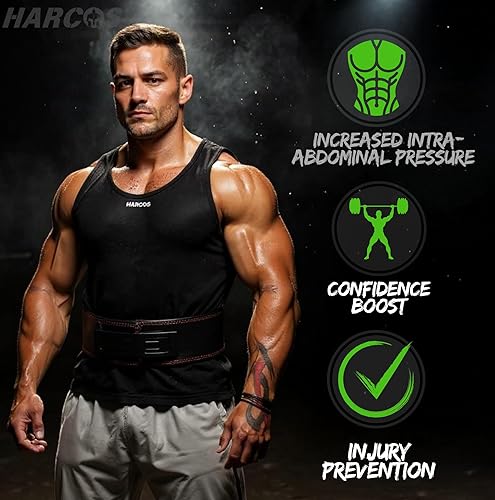 Miniatura 6 de Harcos Cinturón de levantamiento de pesas de cuero de grano completo de 0.512 in para hombres y mujeres, cinturón de gimnasio de primera calidad