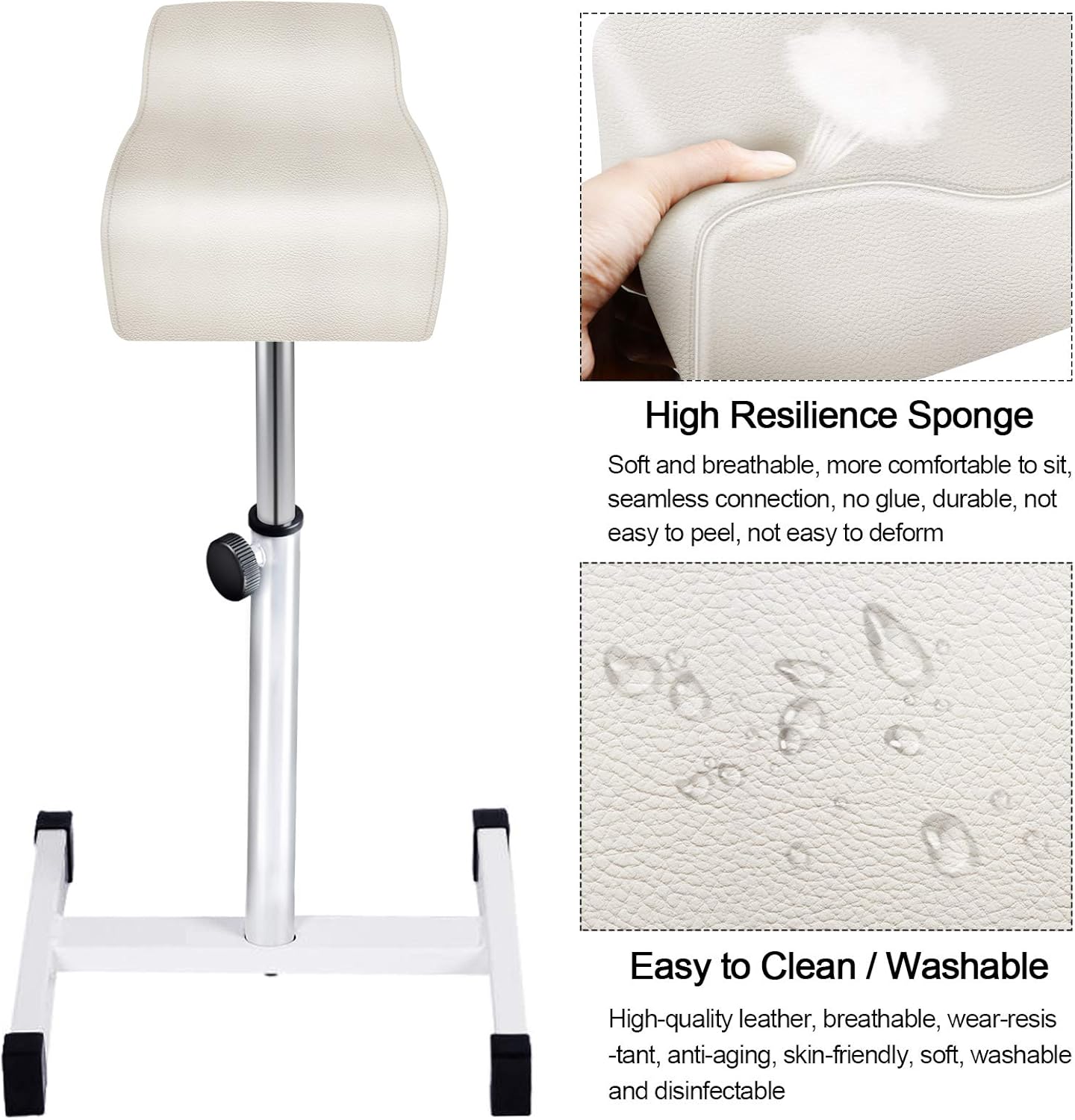 Kalolary Pedicure Manicure Footrest Adjustable Seat Height Technician Nail Equipment Salon Spa (White) : Beauty & Personal Care