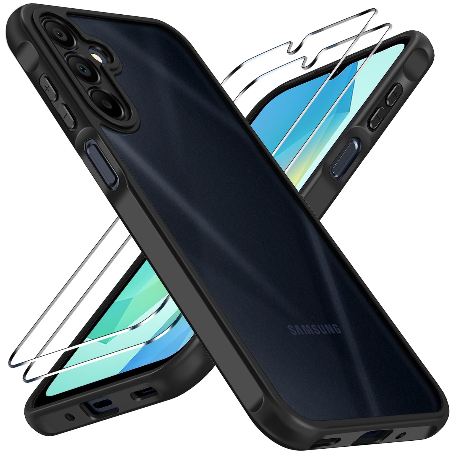 ivoler Coque 3 en 1 pour Samsung Galaxy A16 4G/5G avec 2 pièces en verre trempé,