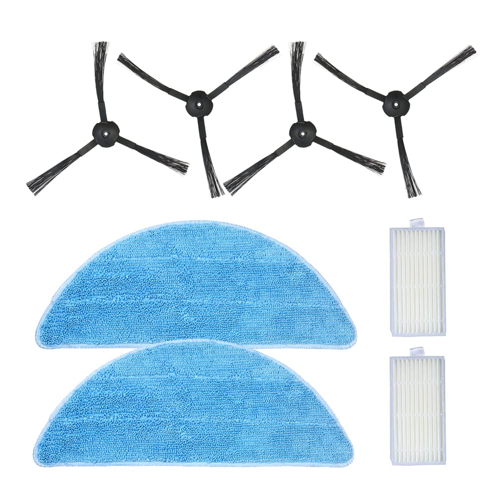 EXCLUZO Pack of 8 Replacement Accessories Kit Mops + Side Brushes + HEPA Filters for ILIFE V5S V3S V3 V5 Pro Robotic Vacuum Cleaner-image-18