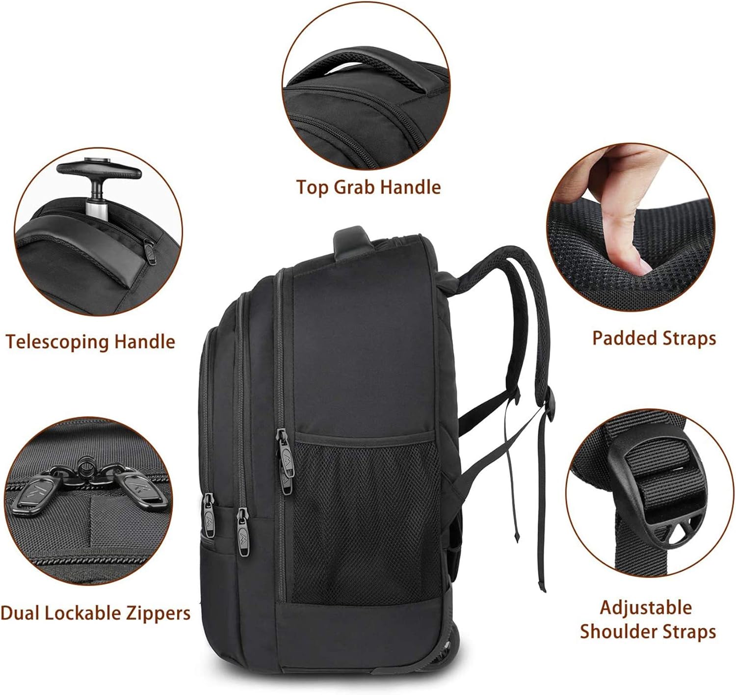 Review Product Rolling Backpack,Waterproof Wheeled Travel Backpack, Laptop Backpack for Women Men,Carry on Luggage Backpack Fit 15.6 inch Notebook, Trolley Suitcase Business Bag College Student Computer Bag,Black 🔥 Crazy Deals Rolling Backpack,Waterproof Wheeled Travel Backpack, Laptop Backpack for Women Men,Carry on Luggage Backpack Fit 15.6 inch Notebook, Trolley Suitcase Business Bag College Student Computer Bag,Black