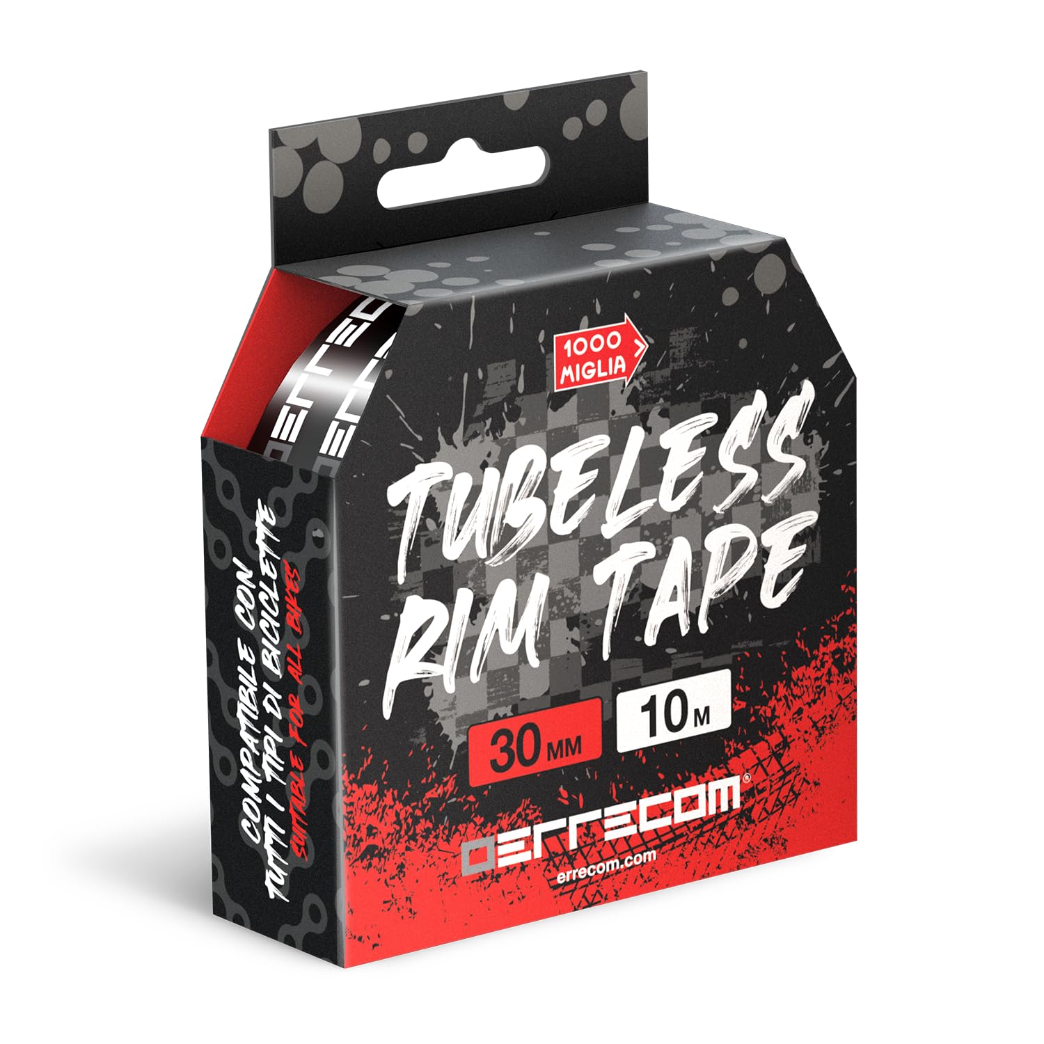 Errecom 1000 Miglia Tubeless Rim Tape 10 metri x 30 mm, Nastro Sigillante per convertire Cerchi Bici con camera d’aria in Tubeless, Ultra Resistente, include 4 Sigilli Adesivi