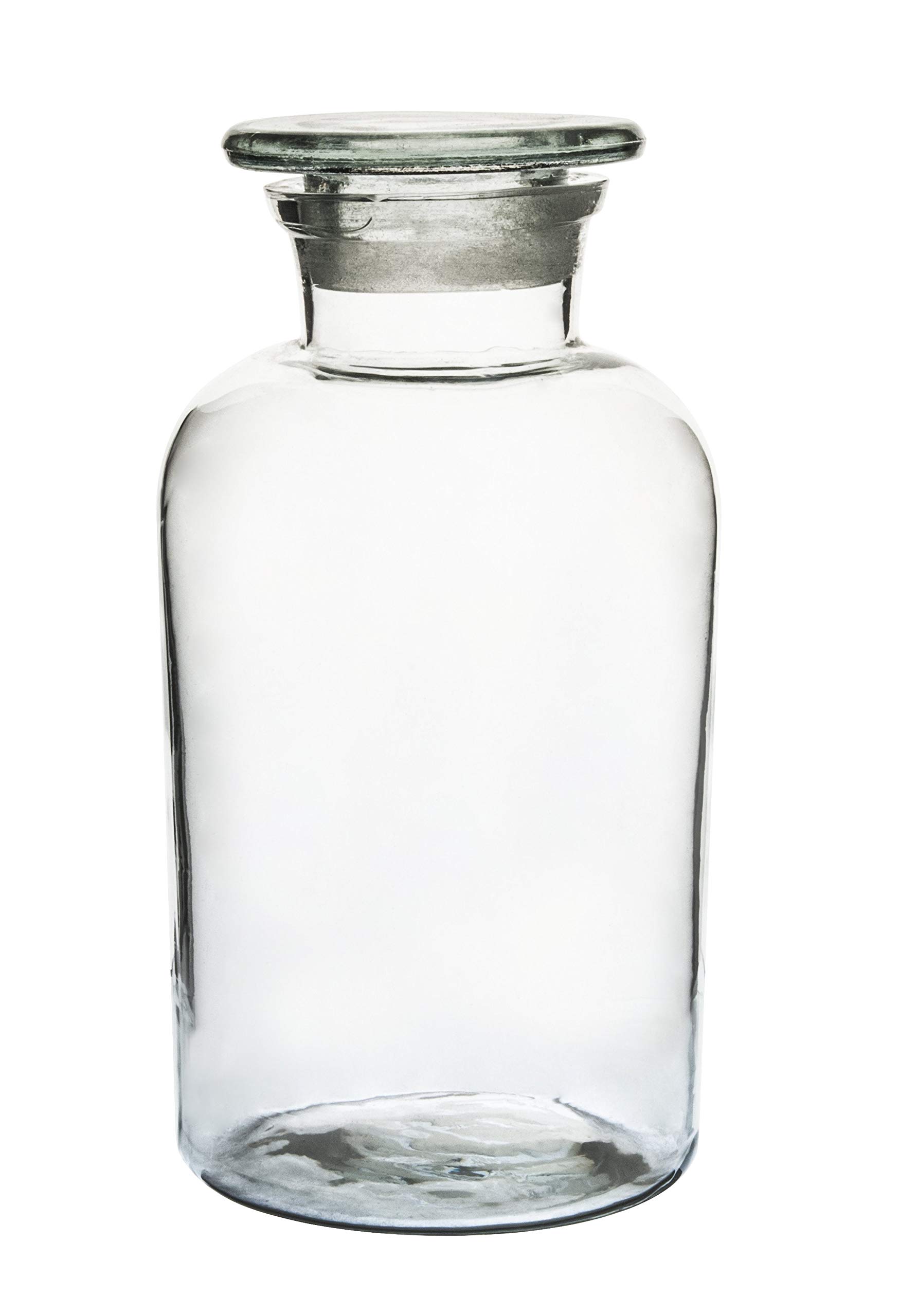 EISCO Labs Reagent Bottle, Soda Glass, Wide Neck with Stopper, 1000 mL