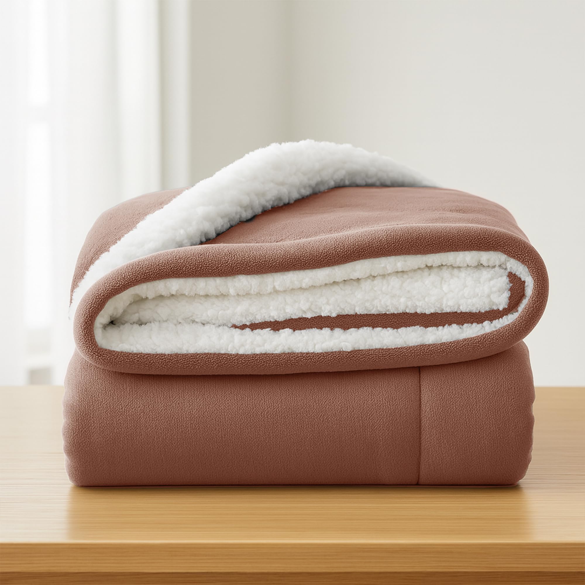 BedLooms Camel Beige Sherpa Fleece Blanket Throws for Sofas King 230x270 cm