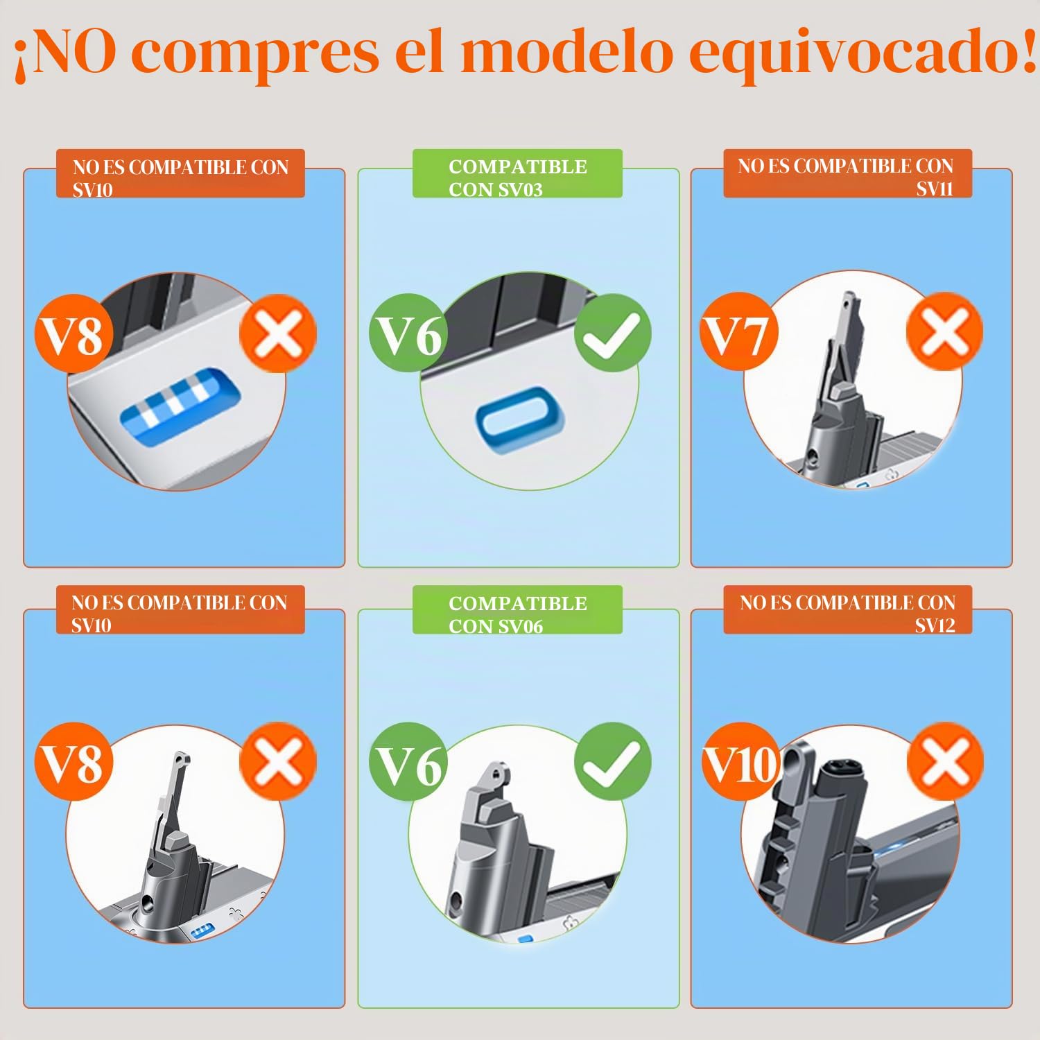 DTK Batería para Dyson V6 Batería Compatible con V6 Fluffy Animal Absolute Motorhead SV03 SV04 SV05 SV06 SV07 SV09 DC58 DC59 DC61 DC62 DC72 DC74 HH08