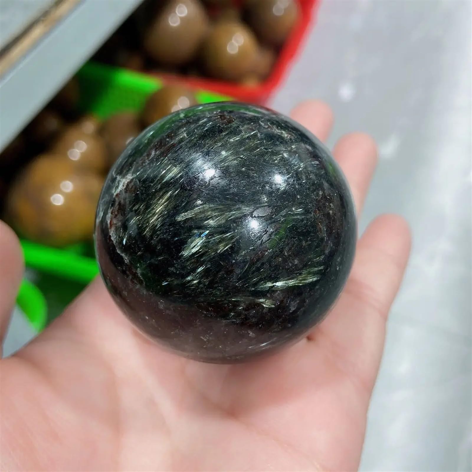 Kristallornamente Natürliche Astrophyllit-Quarz-Steinkugeln, heilende Geschenke for Heimdekoration, 1 Stück Wunderschöner Kristall(5-6cm)
