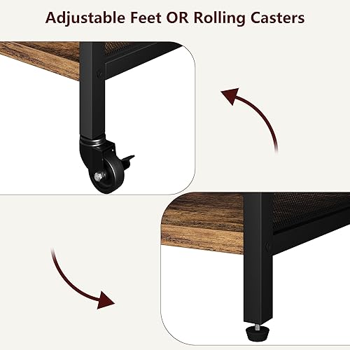 Miniatura 4 de IDEALHOUSE Soporte de impresora grande con tomas de corriente y puertos de carga USB, mesa de impresora móvil con estante ajustable, soporte de