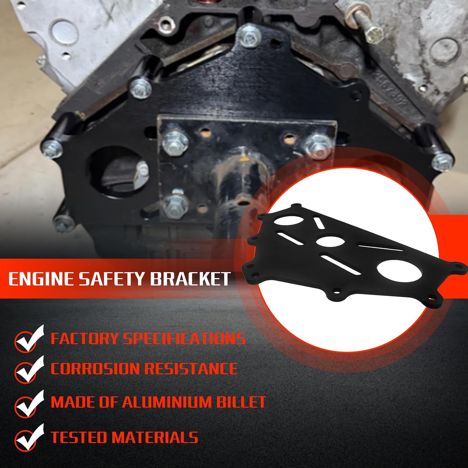 Billet Aluminum Engine Safe Stand Adapter Plate, Engine Lift Plate Compatible with Chevy Small Block, Big Block, SBC, BBC, LS, LT Series Engines