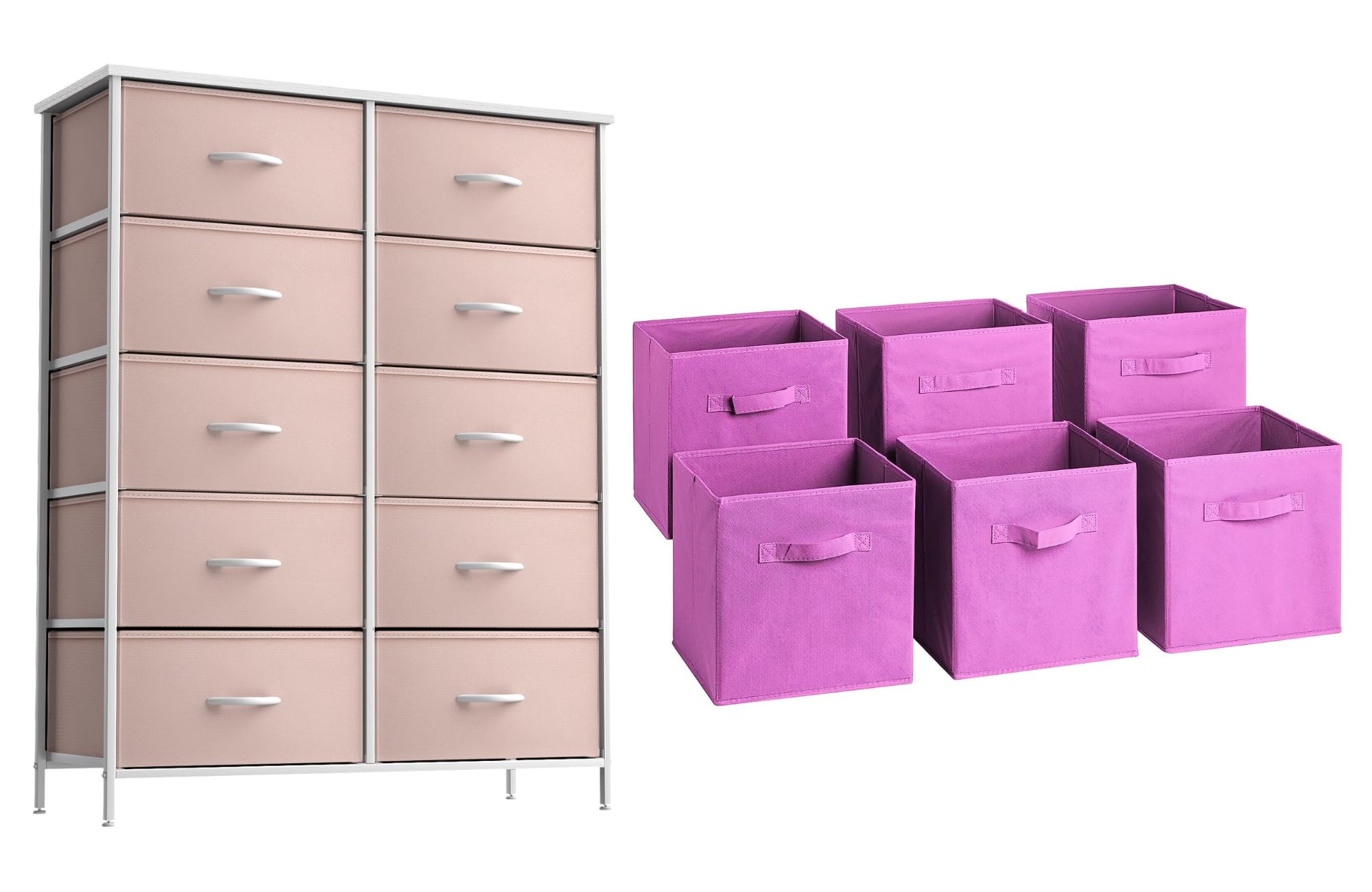 Amazon.com: Sorbus Pink Dresser with 10 Drawers + 11 Inch Pink Cube ...