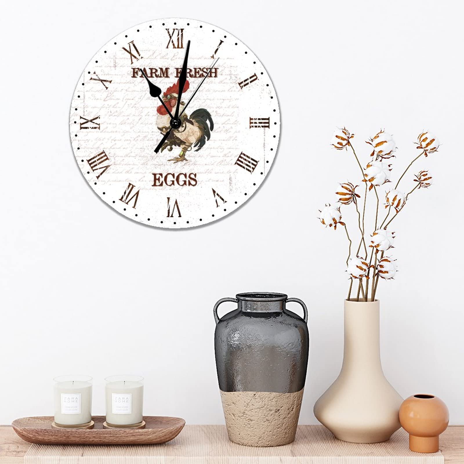 Horloge Murale Amusante En Forme De Poule Avec œufs Frais De La Ferme, Coq Vintage, Décoration Murale Moderne Avec Lumières LED