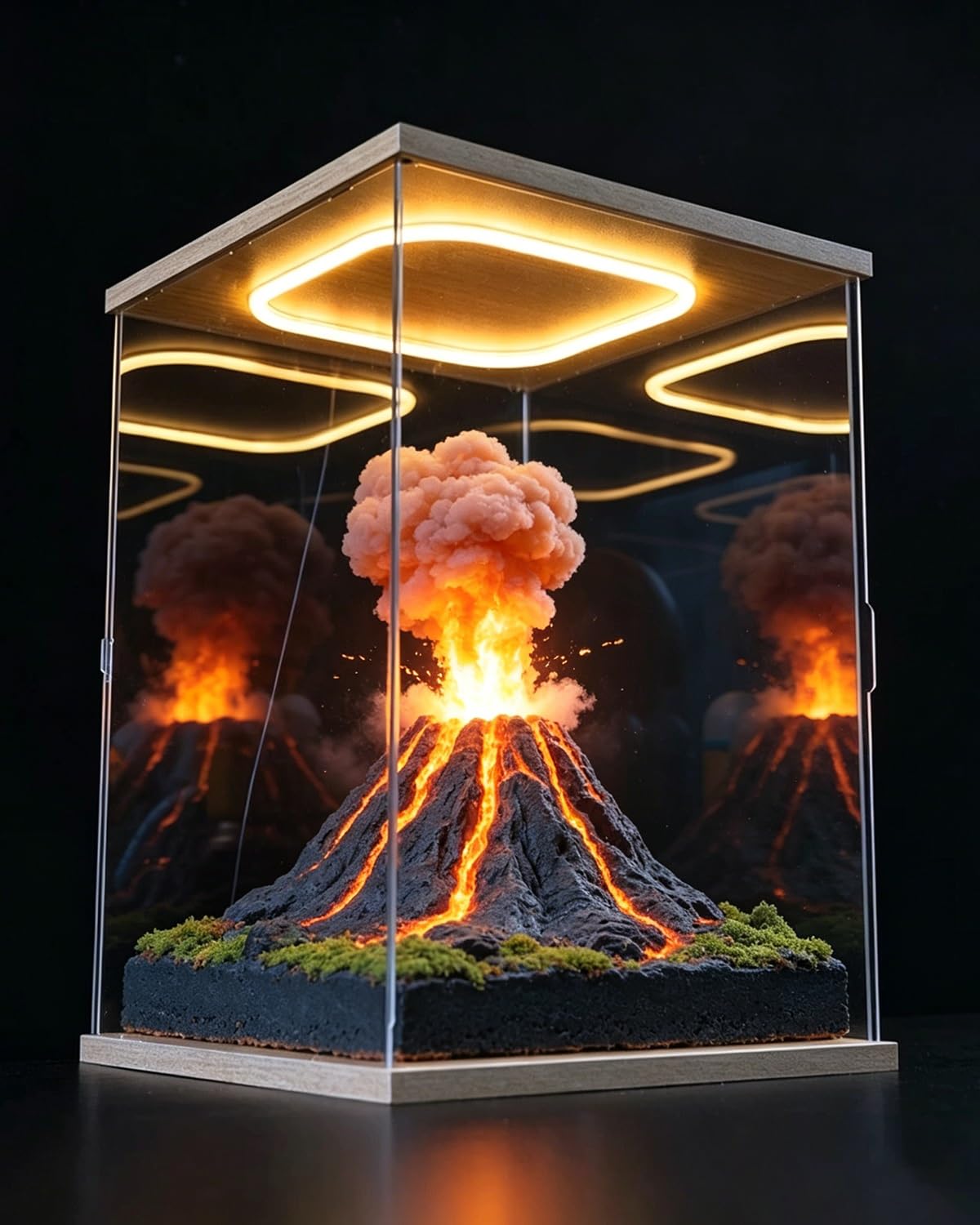 Boîte d'exposition LED en acrylique transparent avec socle stable