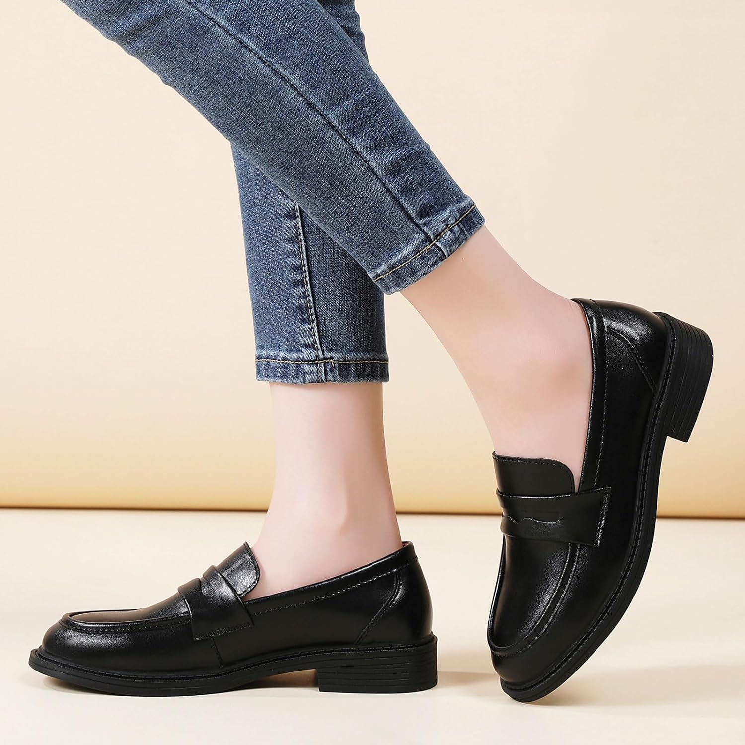 QJN Loafers for Women Black Penny Loafer Business Casual Shoes Women's Loafers & Slip-Ons Ladies Flats Comfortable Dressy - Image 2