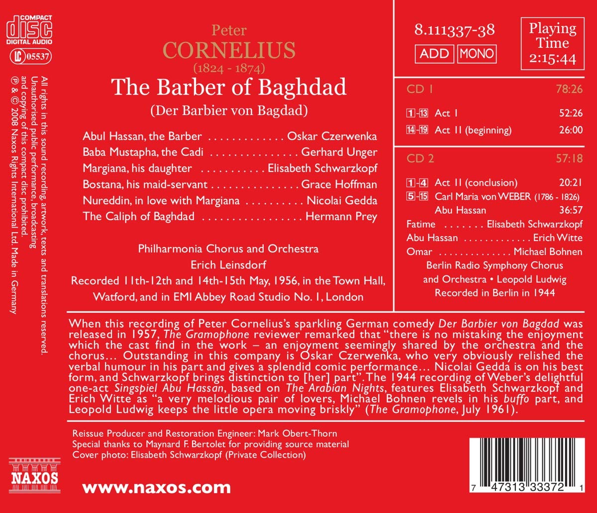 Cornelius : Le Barbier De Bagdad - Weber : Abu Hassan